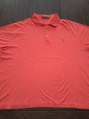 Polo Ralph Lauren Mens 4XB Soft Interlock Polo Shirt Coral Flesh Pony